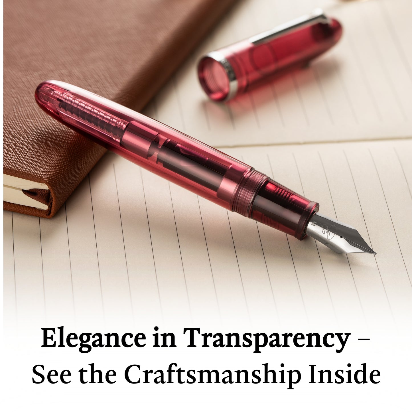 Crimson Clarity - Transparent Fountain Pen